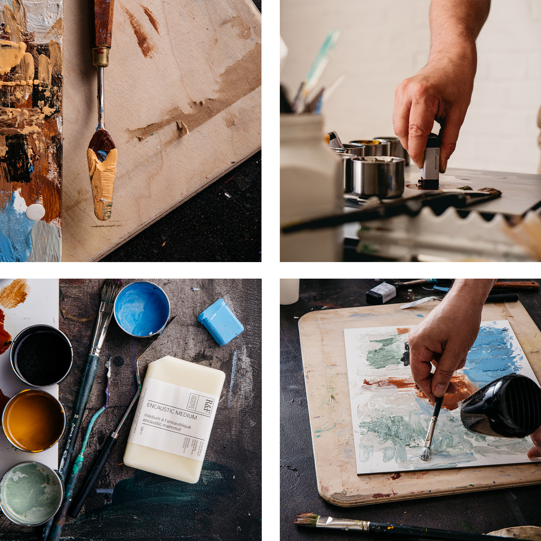 A selection of photographs of Encaustic Painting