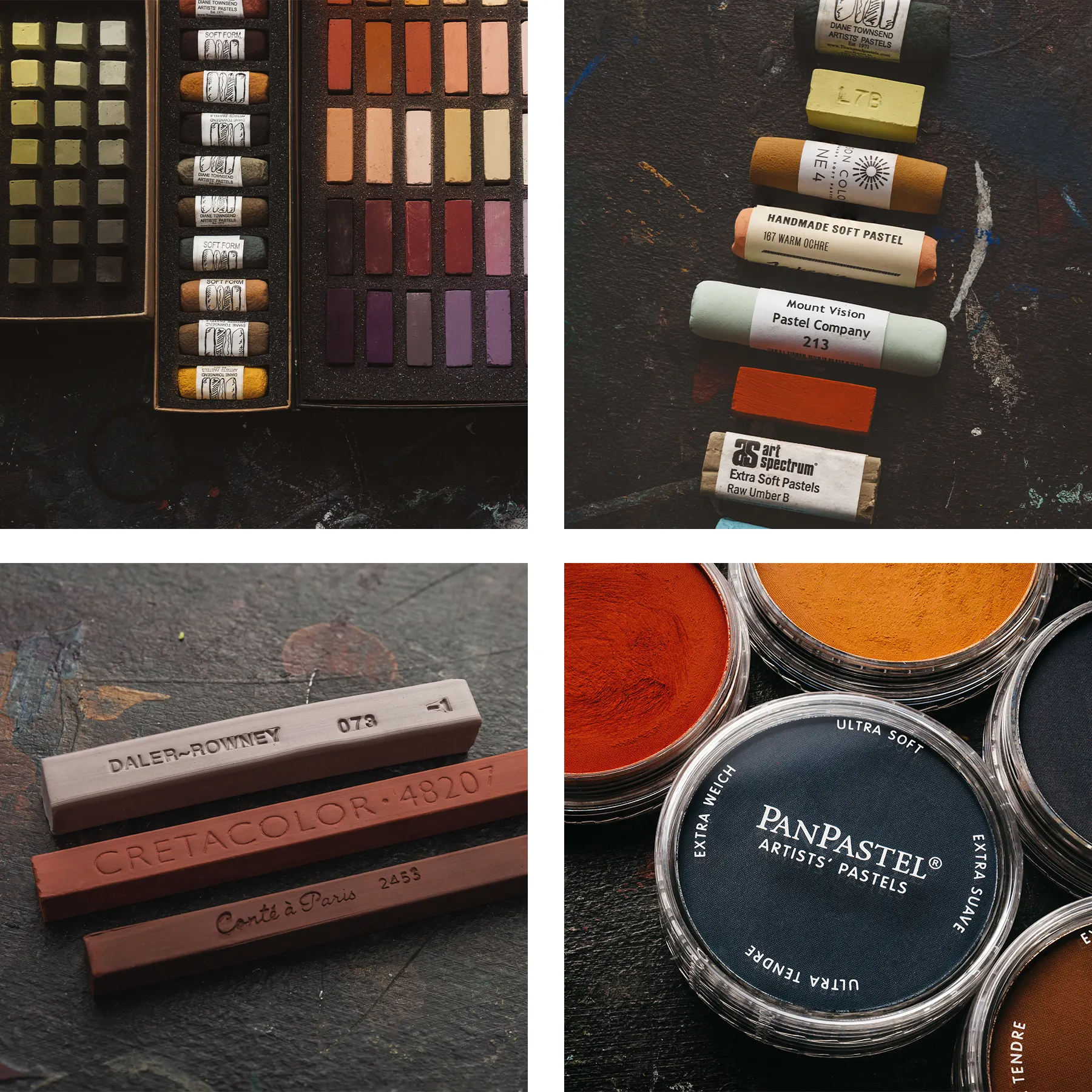 A collage of different pastels