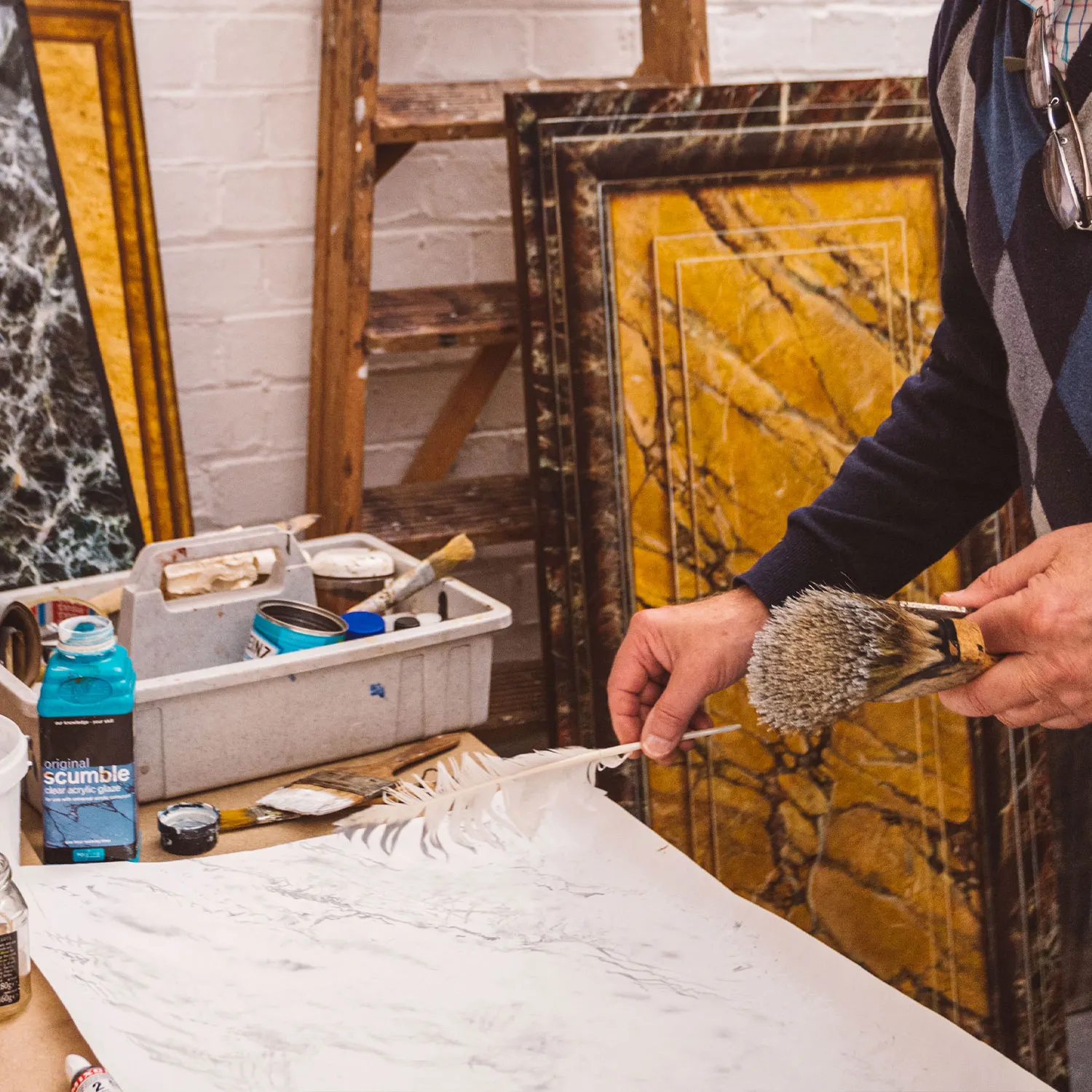 Decorative Arts | Jackson's Art Robert Woodman in the Jackson's Studio showing marbling and wood engraving techniques