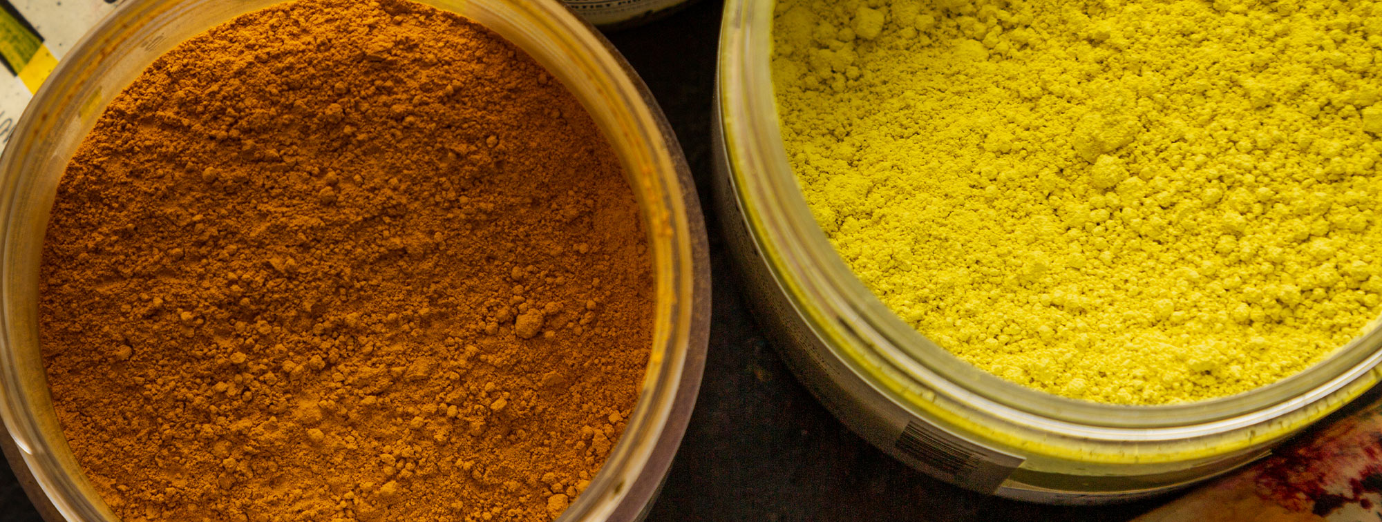 Jackson's Yellow Pigments | Jackson's Art Supplies Jackson's Yellow Pigments jars from above
