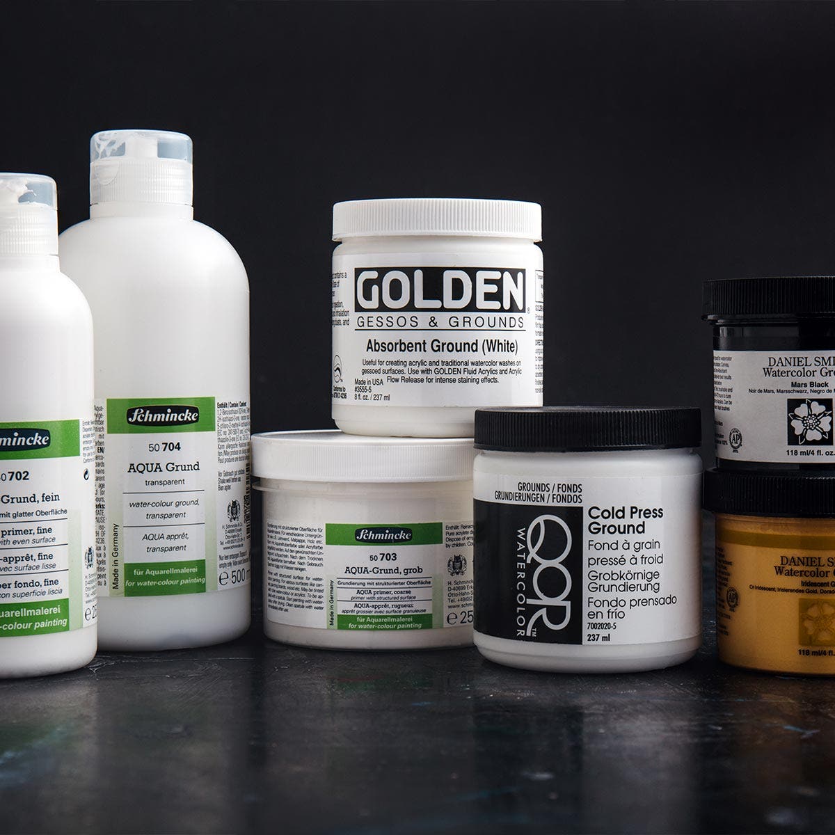 A selection of different watercolour grounds, Painting with Watercolour on Canvas: Choosing the Best Watercolour Ground