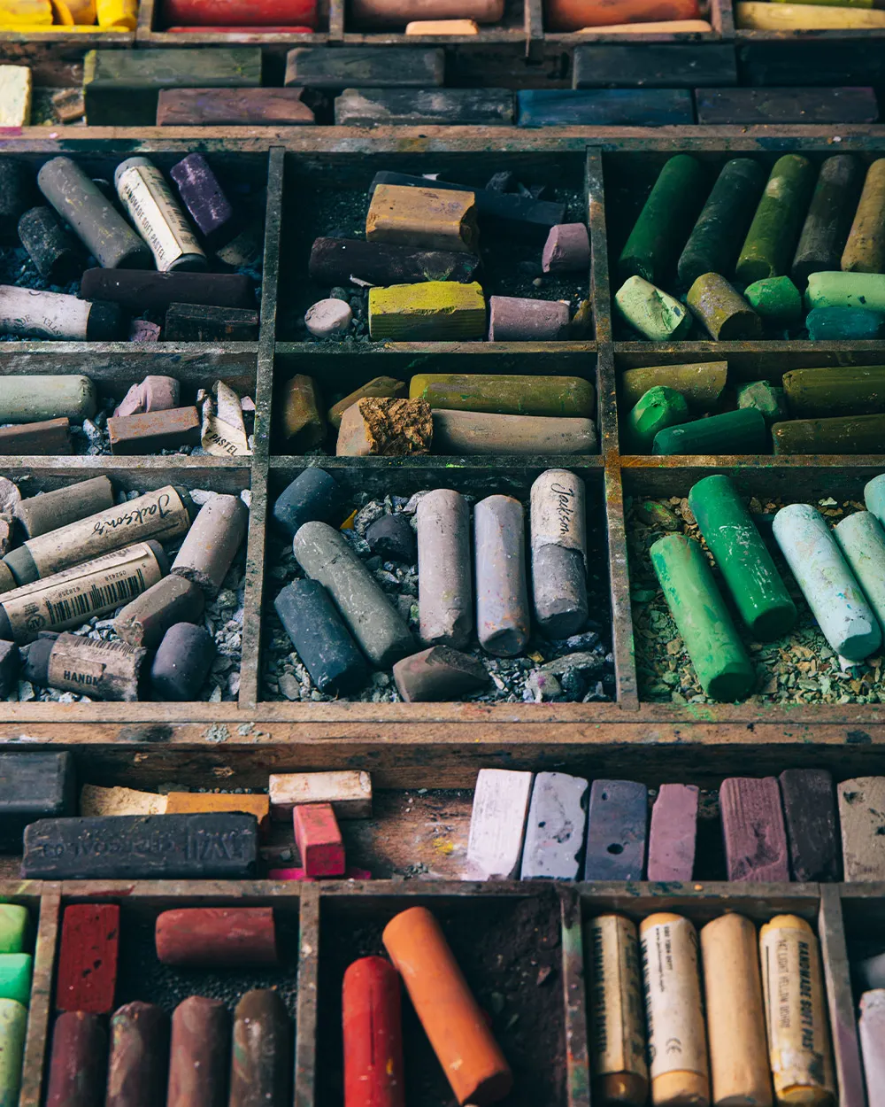 Pastels in a artist box
