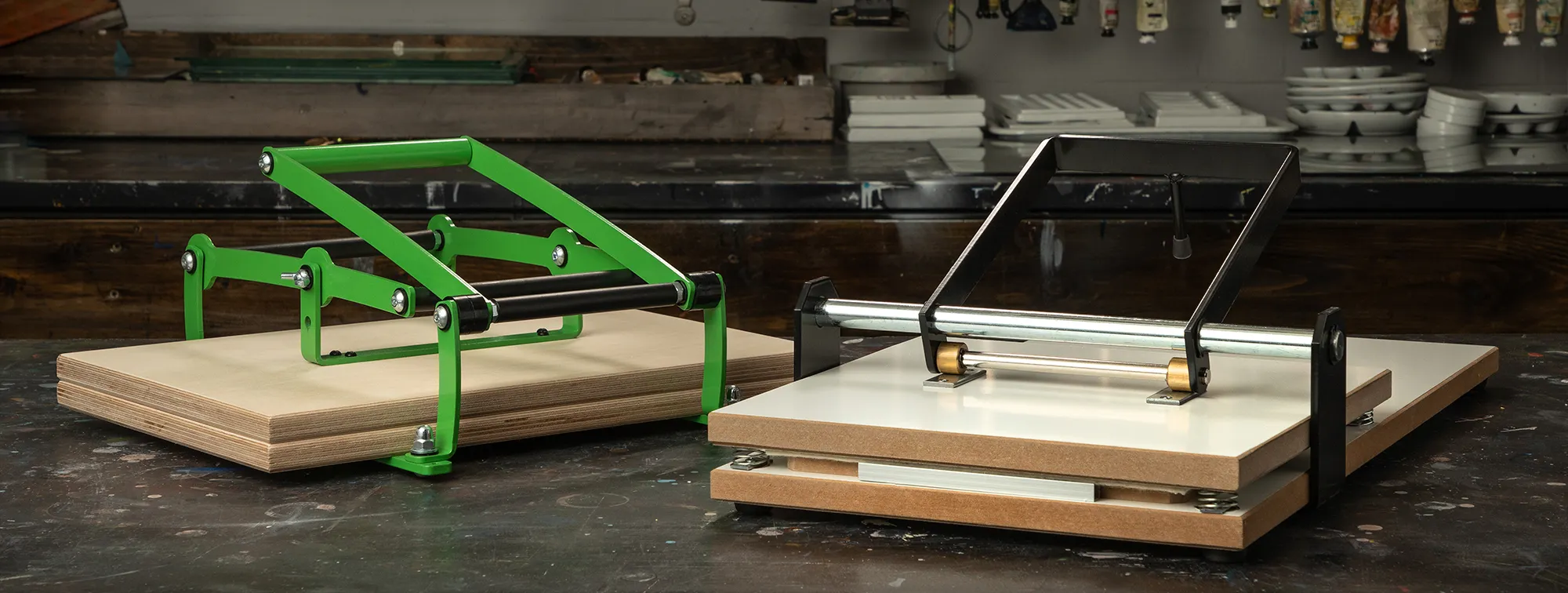 These sturdy, high quality presses can be used for etching, lino, lithography, and woodblock. In this section, you will also find a range of printmaking equipment.