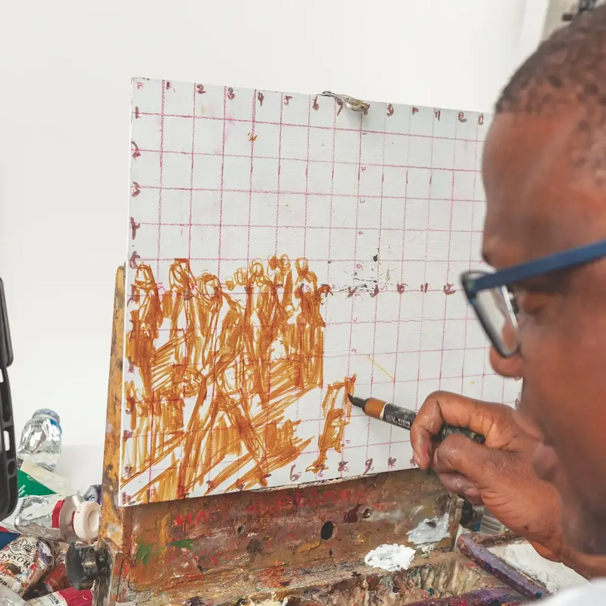 Adebanji Alade's Using the Grid Method for Painting