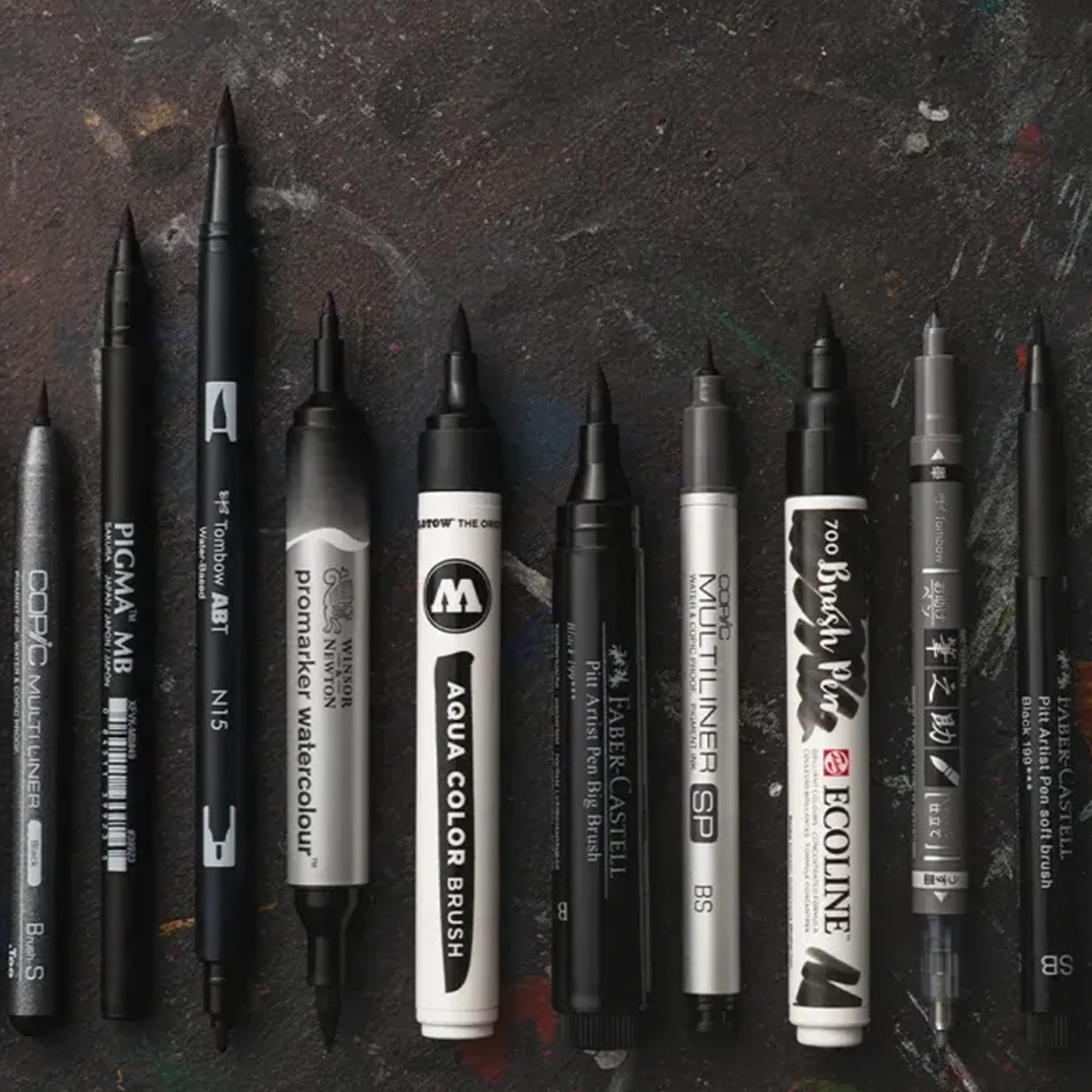 Brush Pens on the studio table
