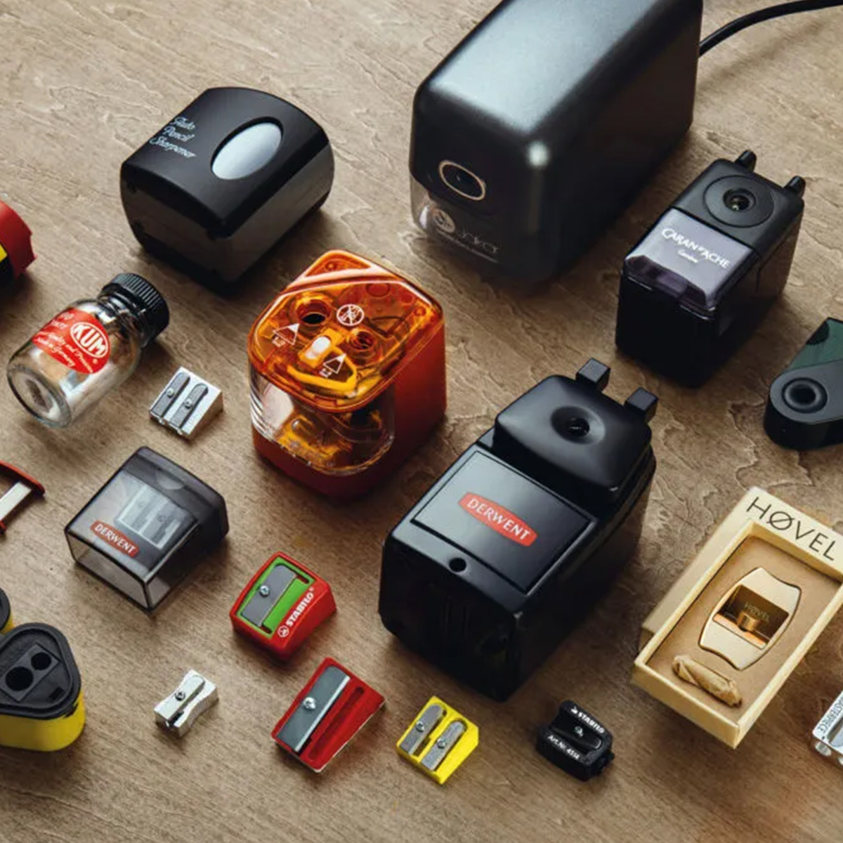 different sharpeners on a table