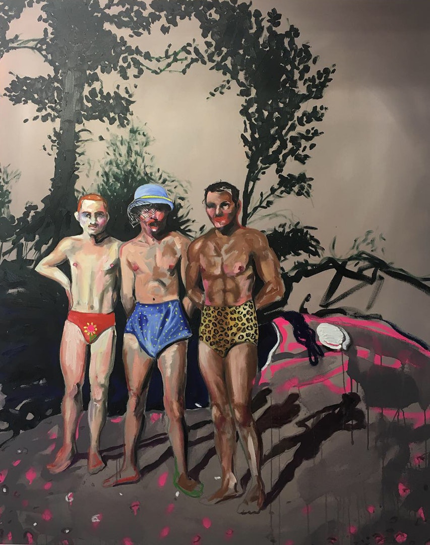 'Summer ready', Adam Baker, Oil Paint, Oil sticks and spray paint on canvas, 150 x 120 x 4 cm