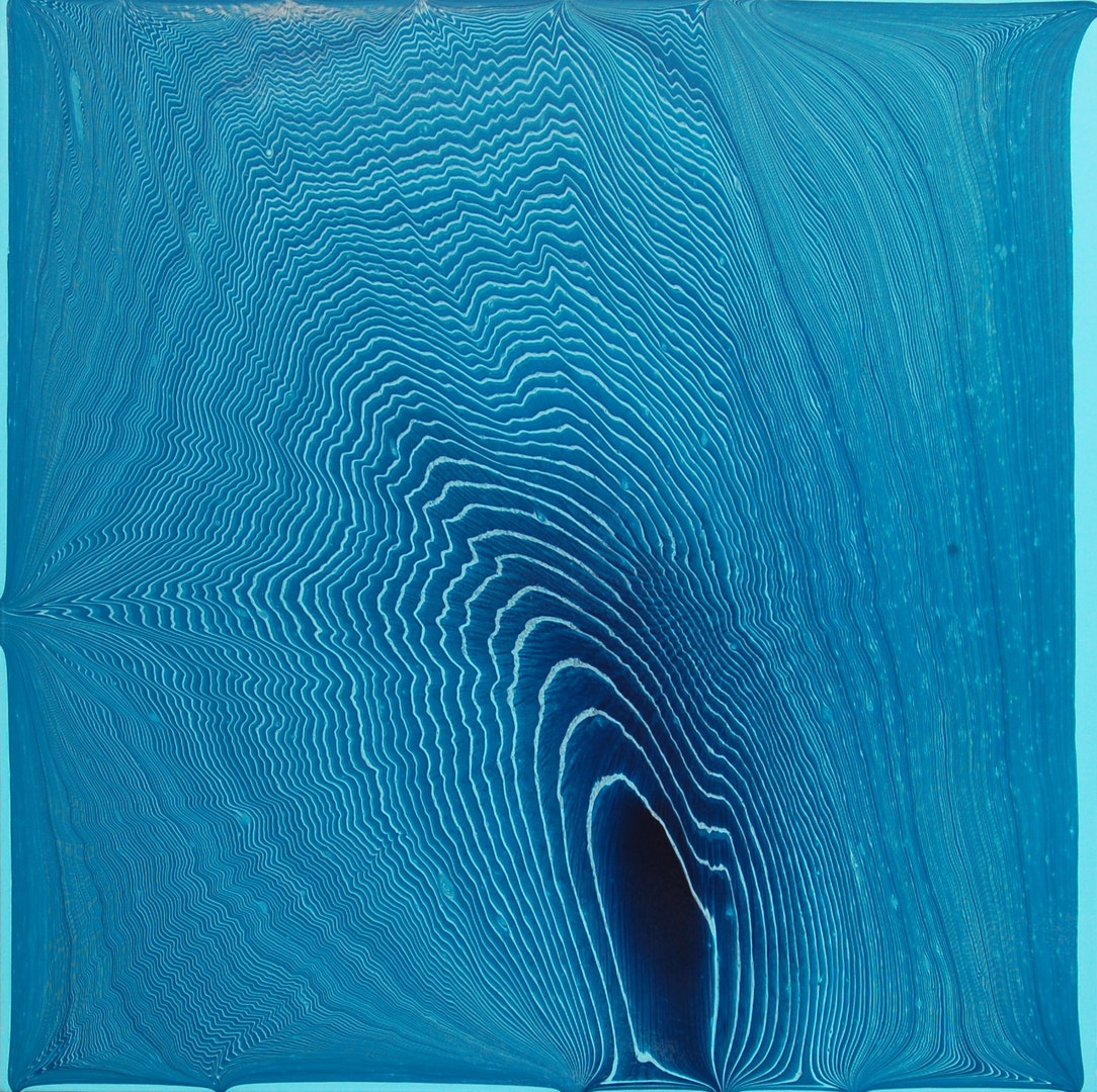 'Tipping Point (Muted Turquoise / Light Blue Permanent) #2', Bryan Lavelle, Acrylic on MDF, 76 x 76 x 2 cm
