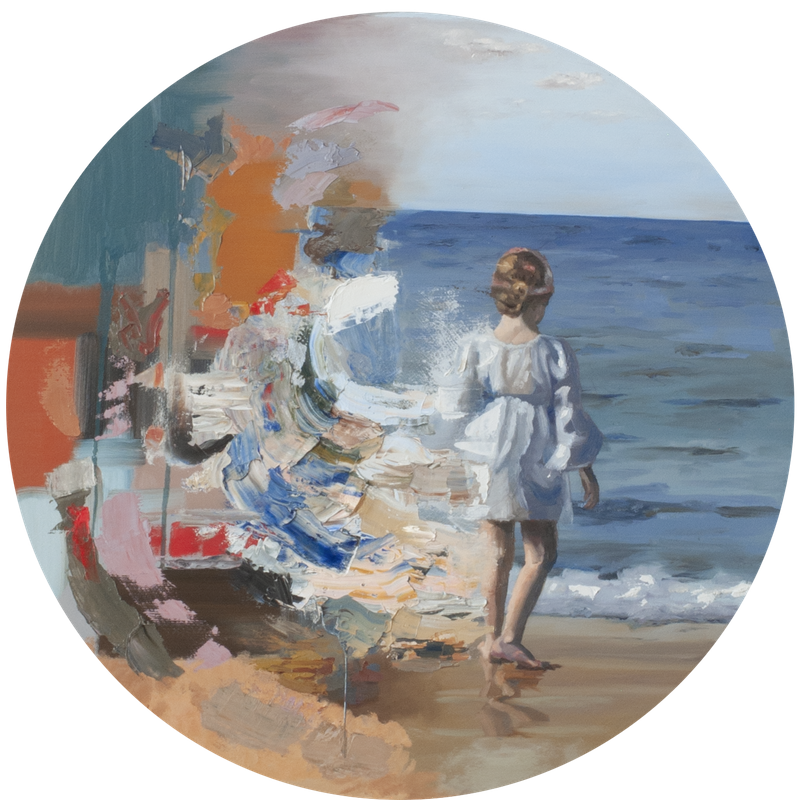 'Sea of possibilities', Chantal AuCoin, Oil on canvas, 61 cm dia