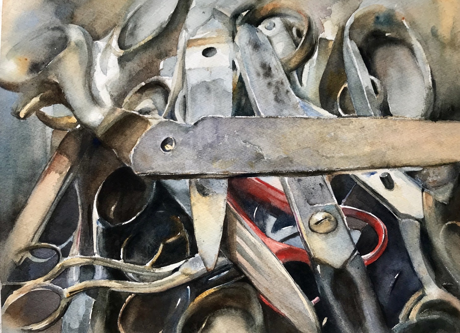 'Abandoned steel 2', Diana Boanas, Pure watercolour on paper, 70 x 54 x 2 cm