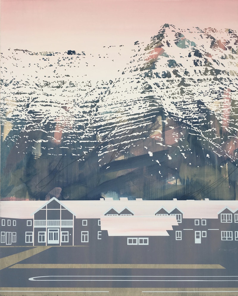 'Siglufjörður Glow', Emily Moore, Acrylic, gesso, graphite on panel, 123 x 101 x 2 cm