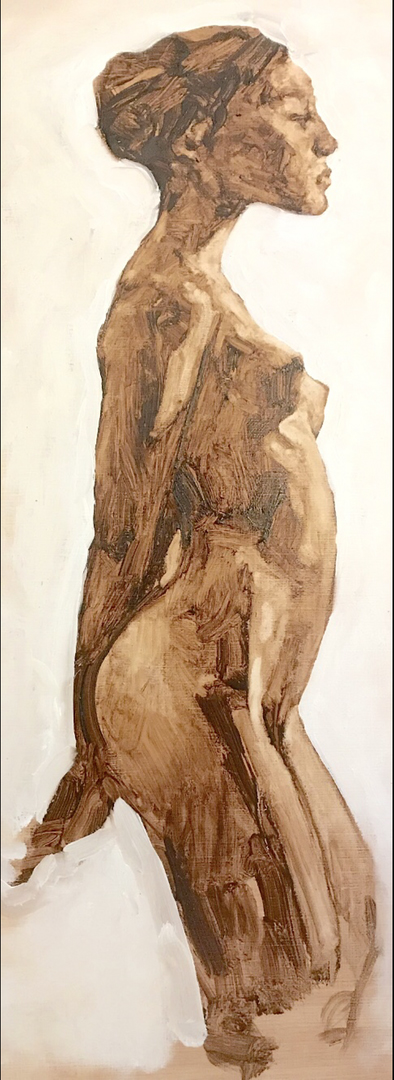 'Nude Study II', Huw Williams, Oil/linseed oil, 16 x 16 cm