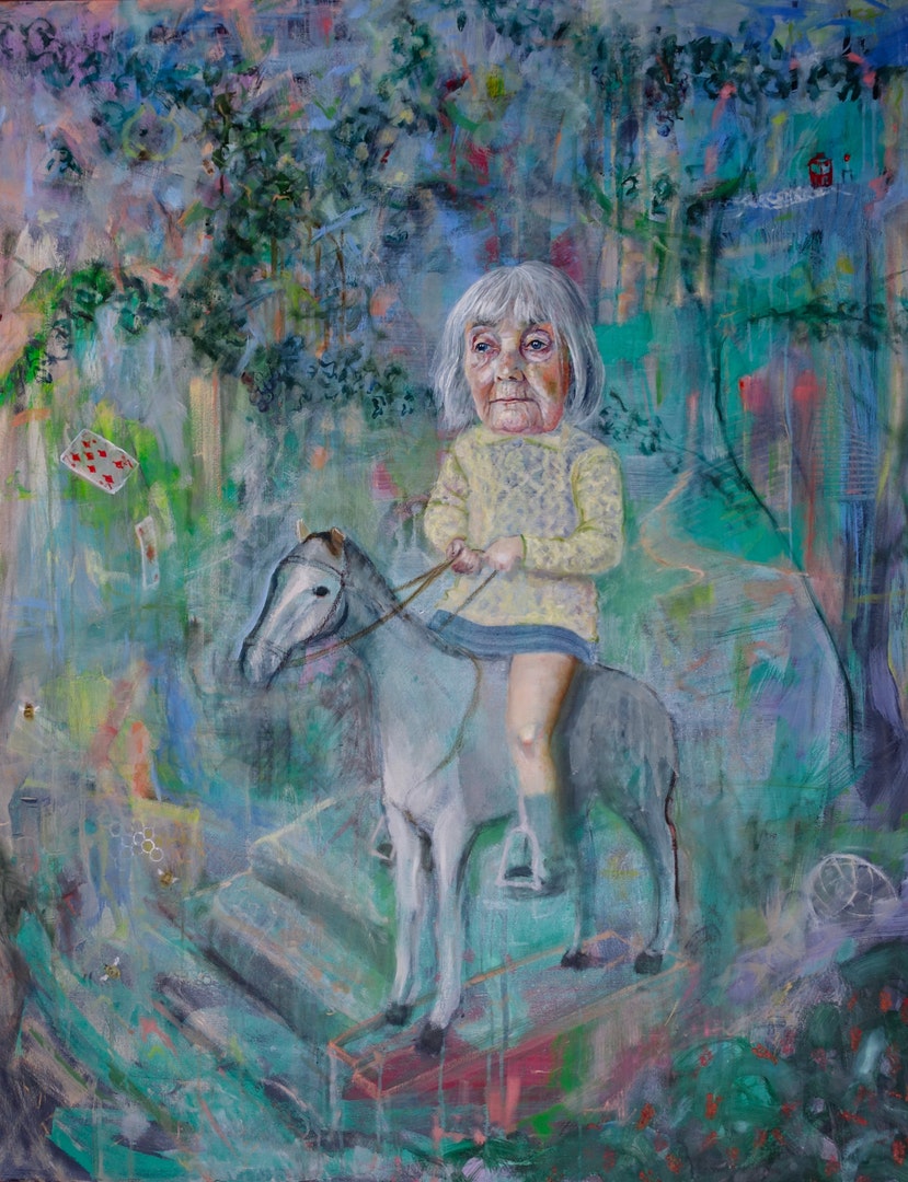 'The Stone Horse', Jennifer Nieuwland, Oil and pastel on canvas, 100 x 80 x 4 cm
