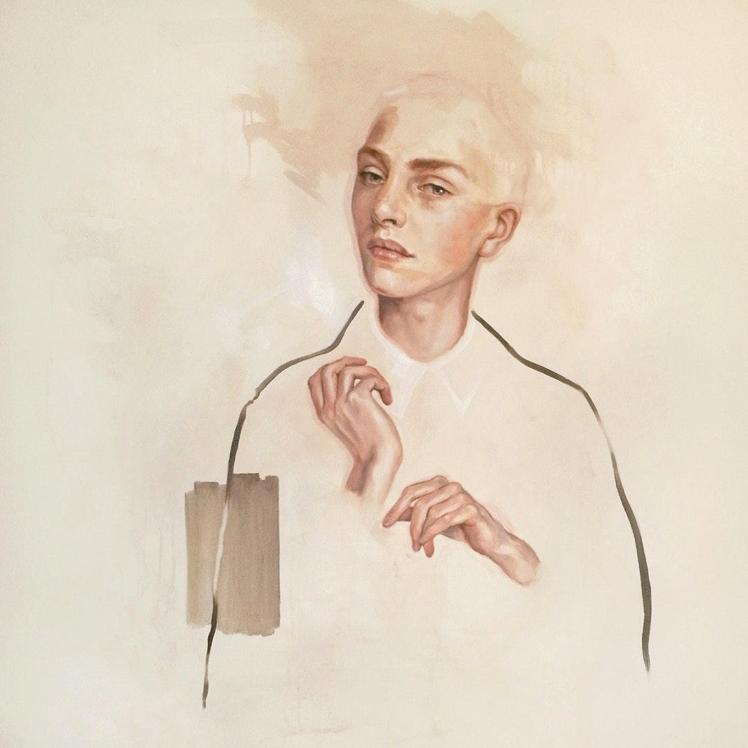 'Turnskin', Lucy Pass, Oil on canvas, 90 x 90 x 5 cm