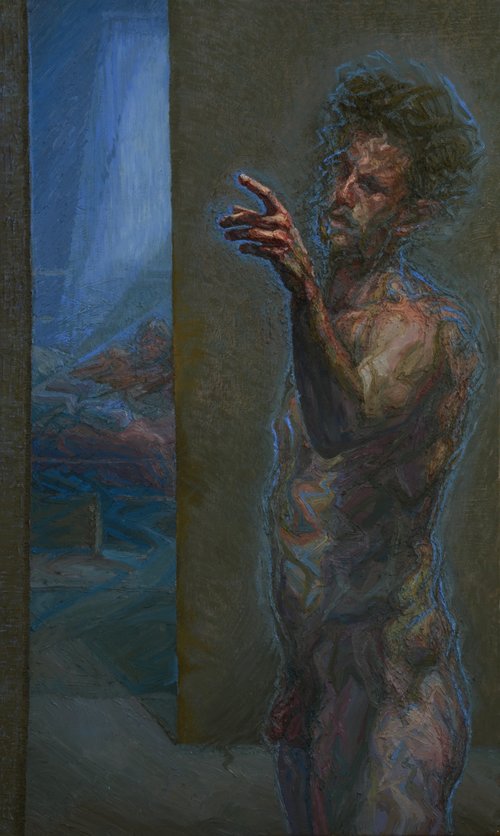 'Self-Portrait in Margate', Charlie Schaffer, Oil on canvas, 115 x 70 cm