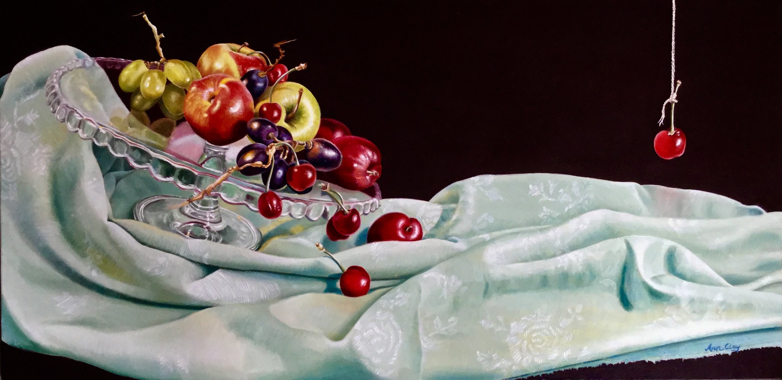 'Slide', Ann Clay, Oil paint on canvas, 40 x 80 x 1.5 cm