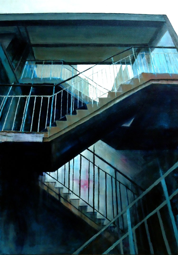 'The Climb', Lindsey Lavender, Acrylic & oil on canvas, 90 x 64 x 3 cm