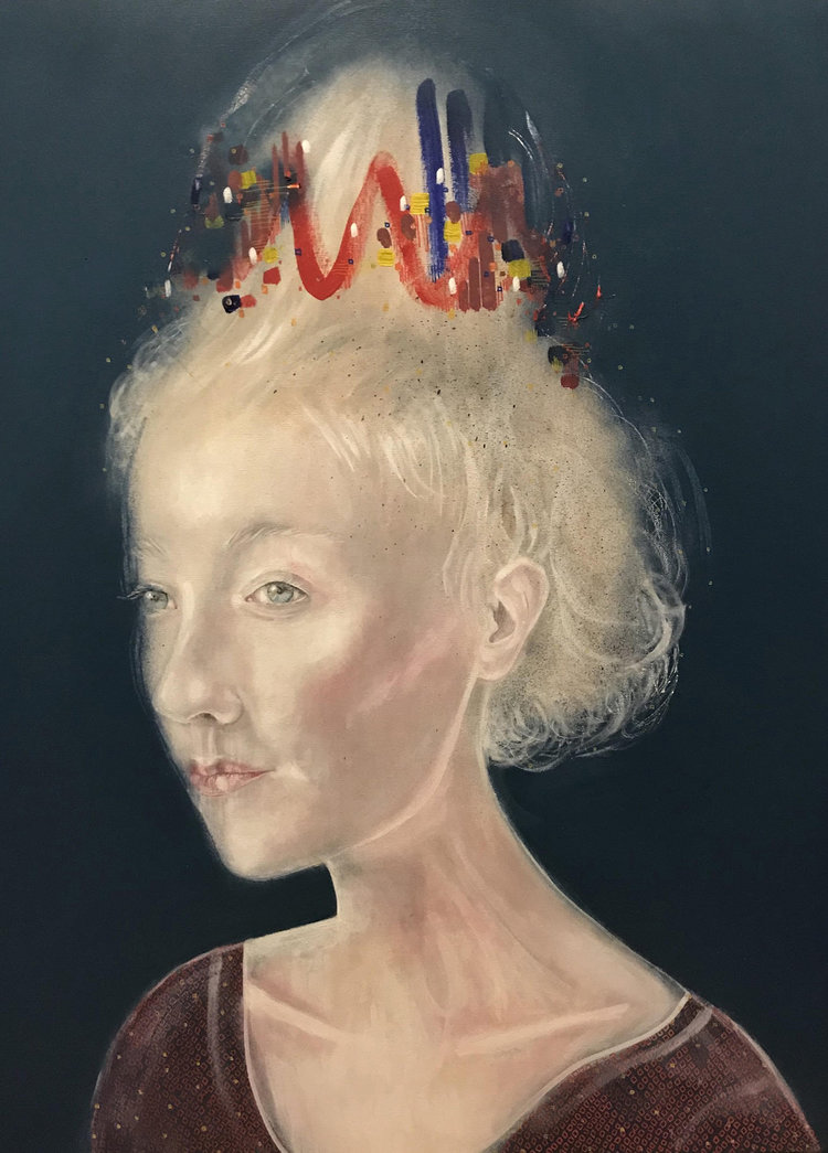'Lines of Calm', Natalie Anatasiou, Acrylic and Spray Paint on Canvas, 80 x 60 x 2 cm