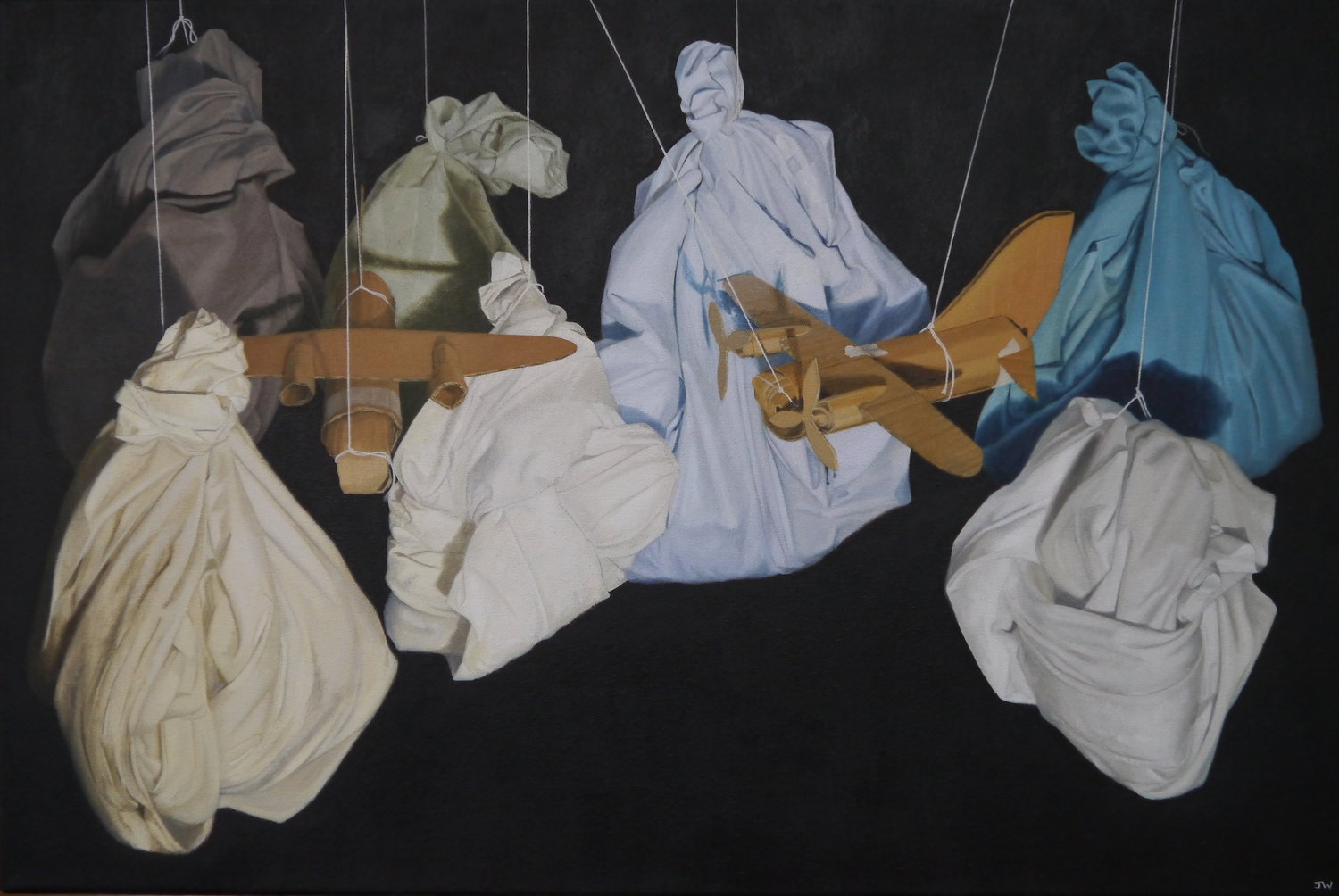 'Left Hanging IV', John Whitehill, Oil on canvas, 75 x 50 x 4 cm