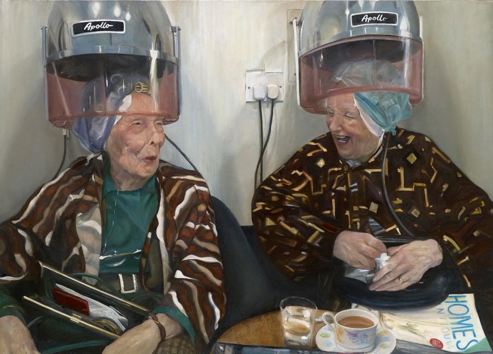 'Mrs Damon and Mrs Healey (2nd version)',  Teri Anne Scoble, Oil on canvas, 50 x 70 cm
