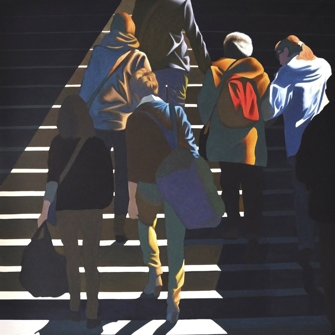 'Stairs', Dariusz Milczarek, Yolk tempera on canvas, 150 x 150 cm