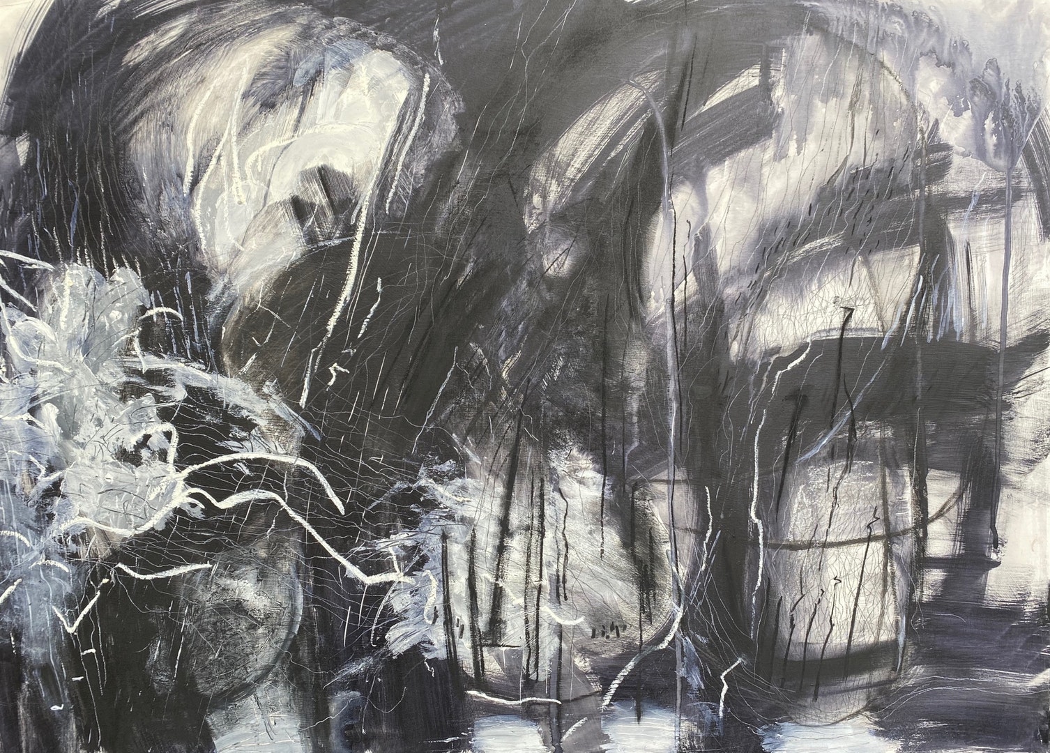 'Storm', Di Drummond, Mixed media on cradled board, 60 x 84 cm