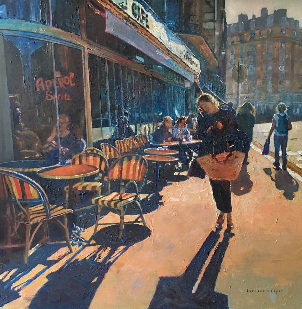 'Cafe Culture, Paris', Hilary Burnett Cooper, Acrylics, 72 x 72 cm