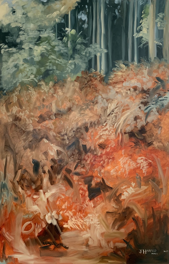 'Autumn Firs & Ferns', Joseph Harper, Oil on canvas, 150 x 100 cm