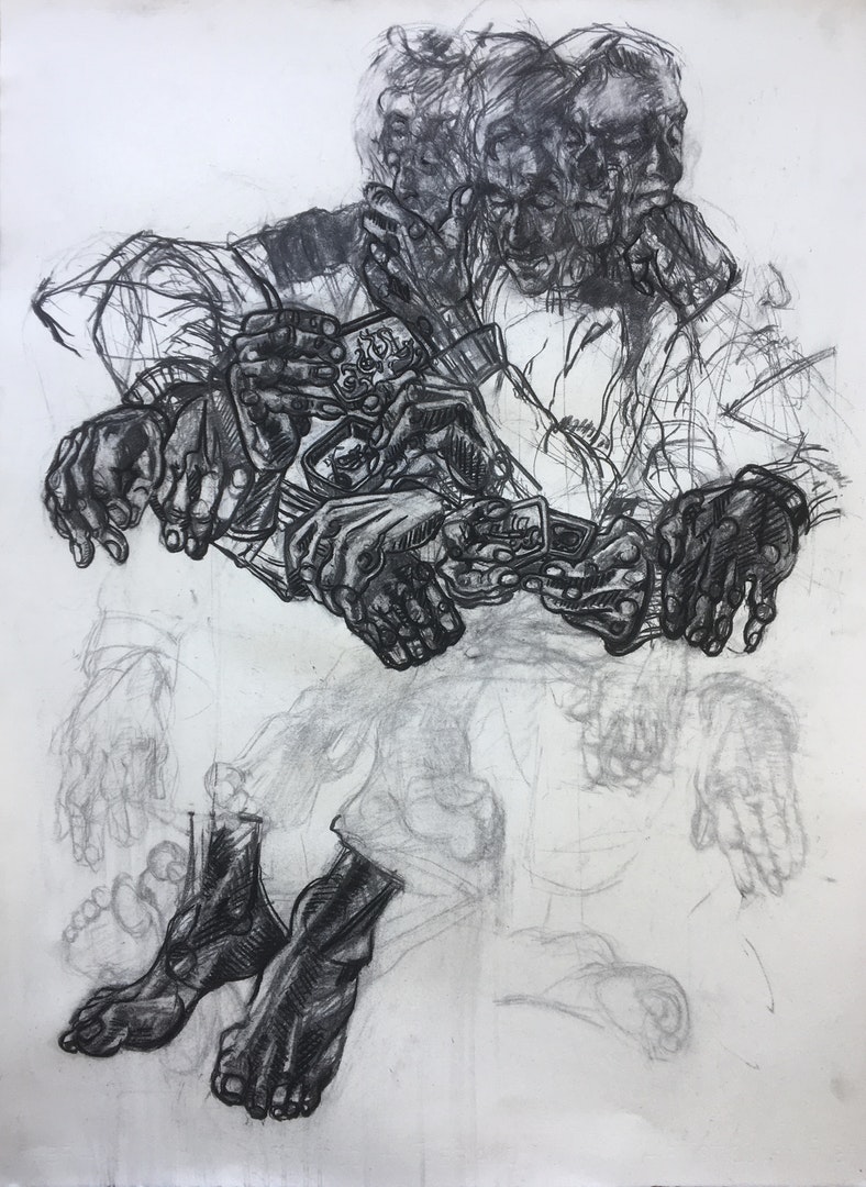 'Rage and Freedom', Komachi Goto, charcoal on paper, 60 x 80 cm