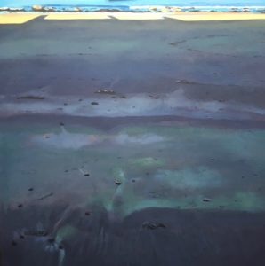 'Beach -Black and Blue', Lesley Banks, Oil on linen, 100 x 100 cm