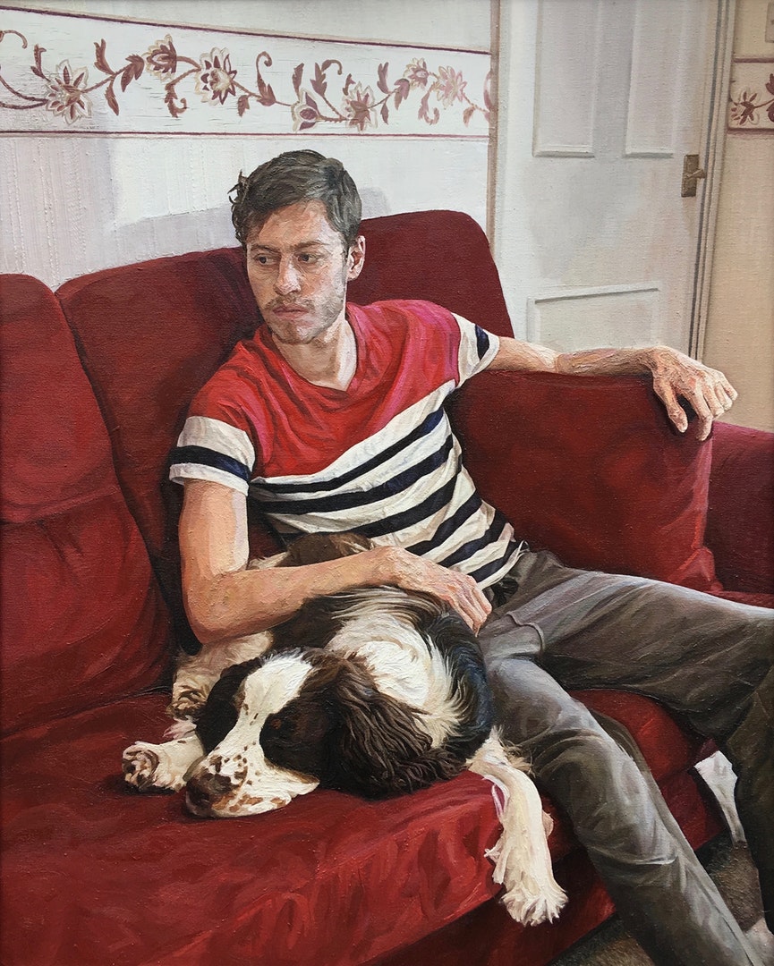 'The Painter's Dog Resting', Owain Hunt, Oil on canvas, 80 x 60 cm