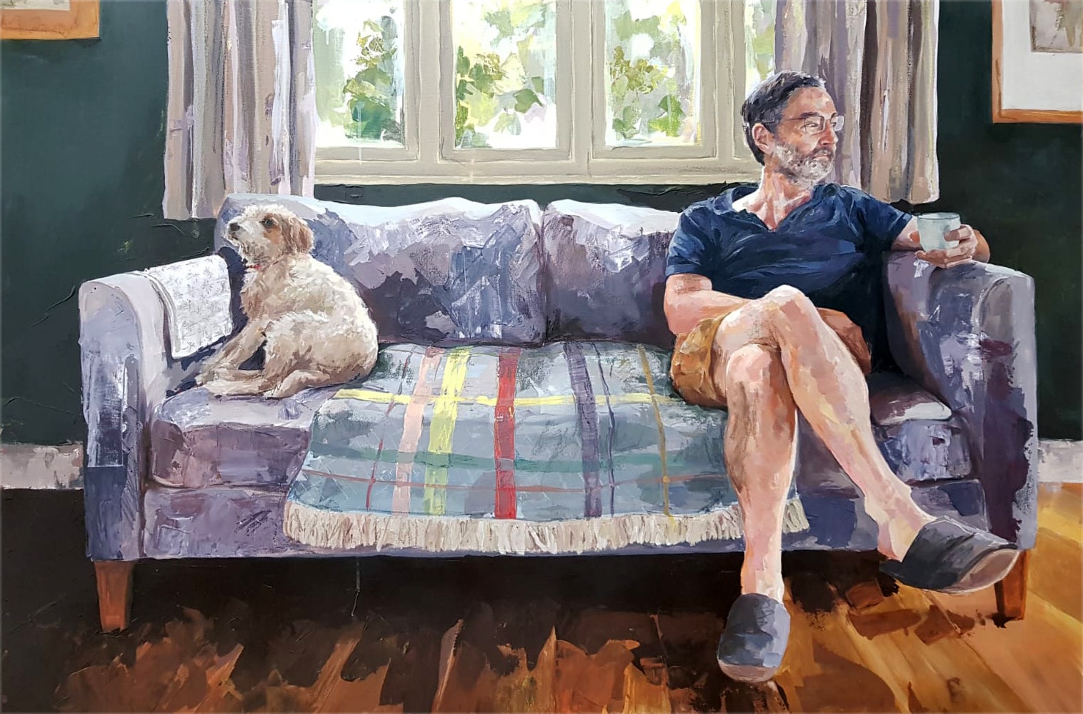 'Man and Dog', Rowan Briggs Smith, Acrylic on canvas, 150 x 100 cm