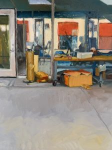 'Sunset Reflection in Woodshop', Yuntong Wu, Oil on canvas, 117 x 92 cm