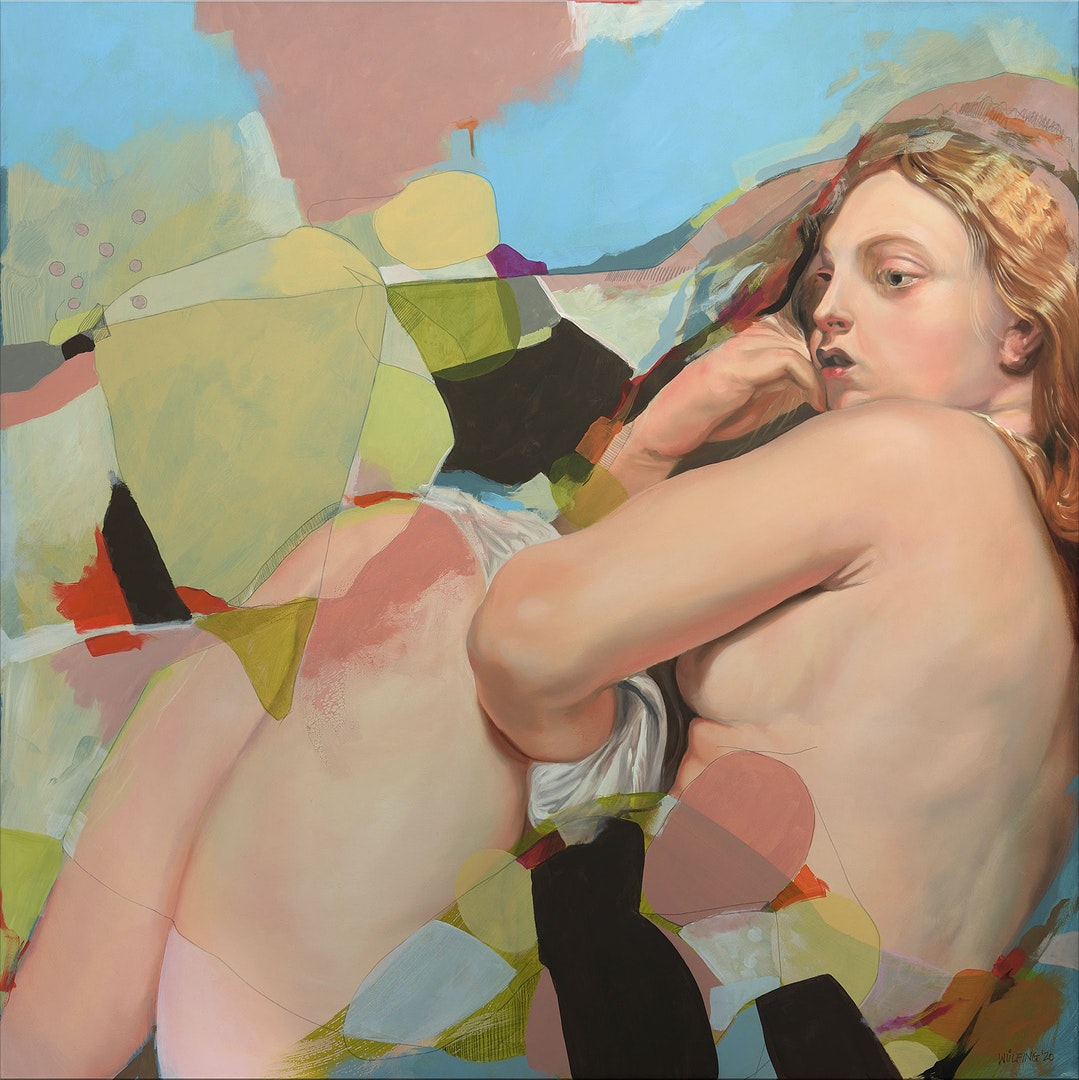 'The freezing Venus, after Rubens', Anja Wülfing, Oil, acrylic and pencil on canvas, 100 x 100 cm