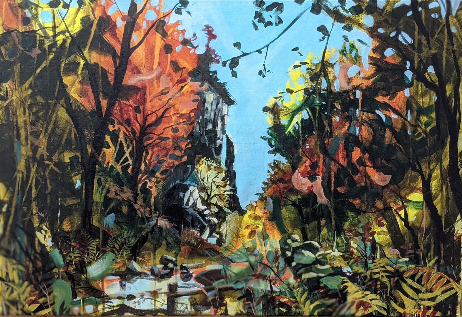 'Kisdon Gorge, Blazing', Anji Timlin, Acrylic on canvas, 76 x 51 cm