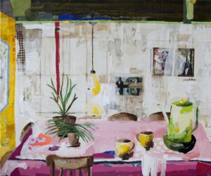 'Coffeebreak!', Astrid Vlasman, Paper and oil on canvas, 100 cm x 120 cm