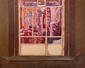 'Carpet Seller', Ayda Salami, Oil on canvas, 100 x 80 cm