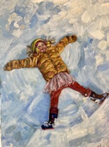 'Snow Angel', Catherine Corfield, Oil on board, 29.7 x 21 cm