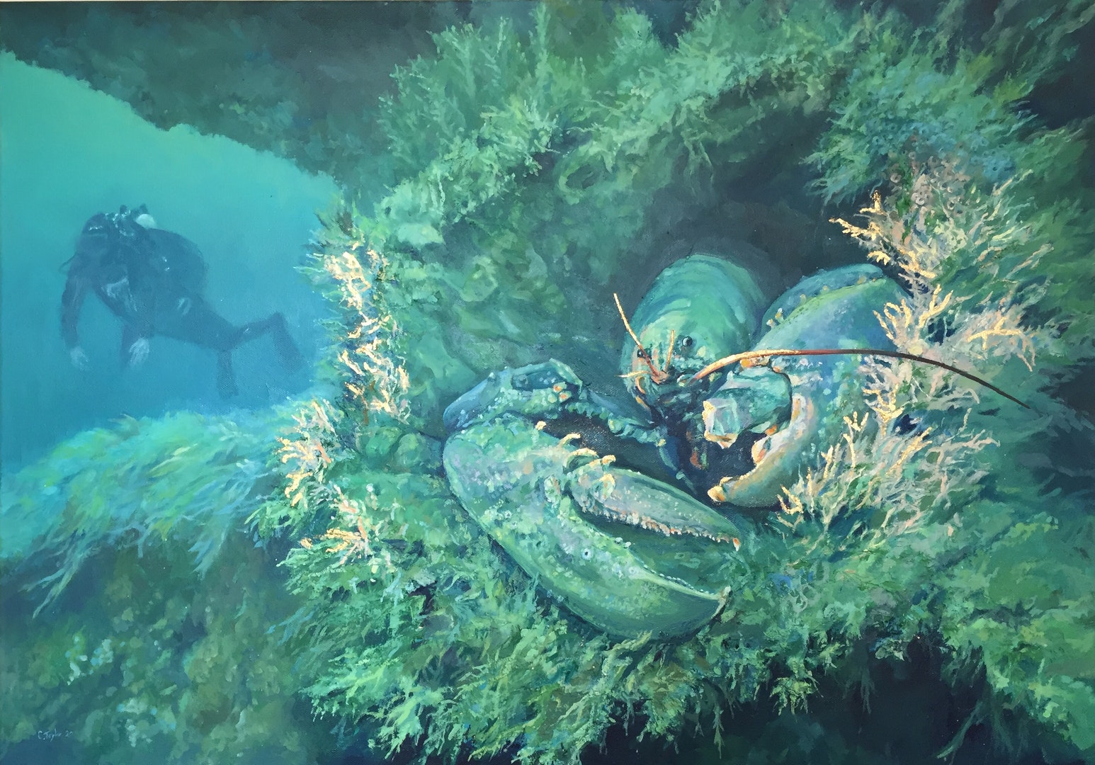 'Wreck Dwellers', Cathy Taylor, Oil and gold leaf on canvas, 59 x 84 cm