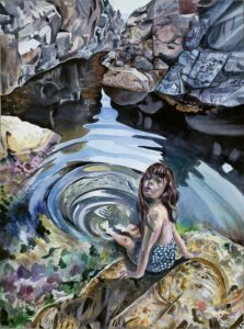'Circe at her Pool', Charlie Buchanan, Watercolour on paper, 74 x 55 cm