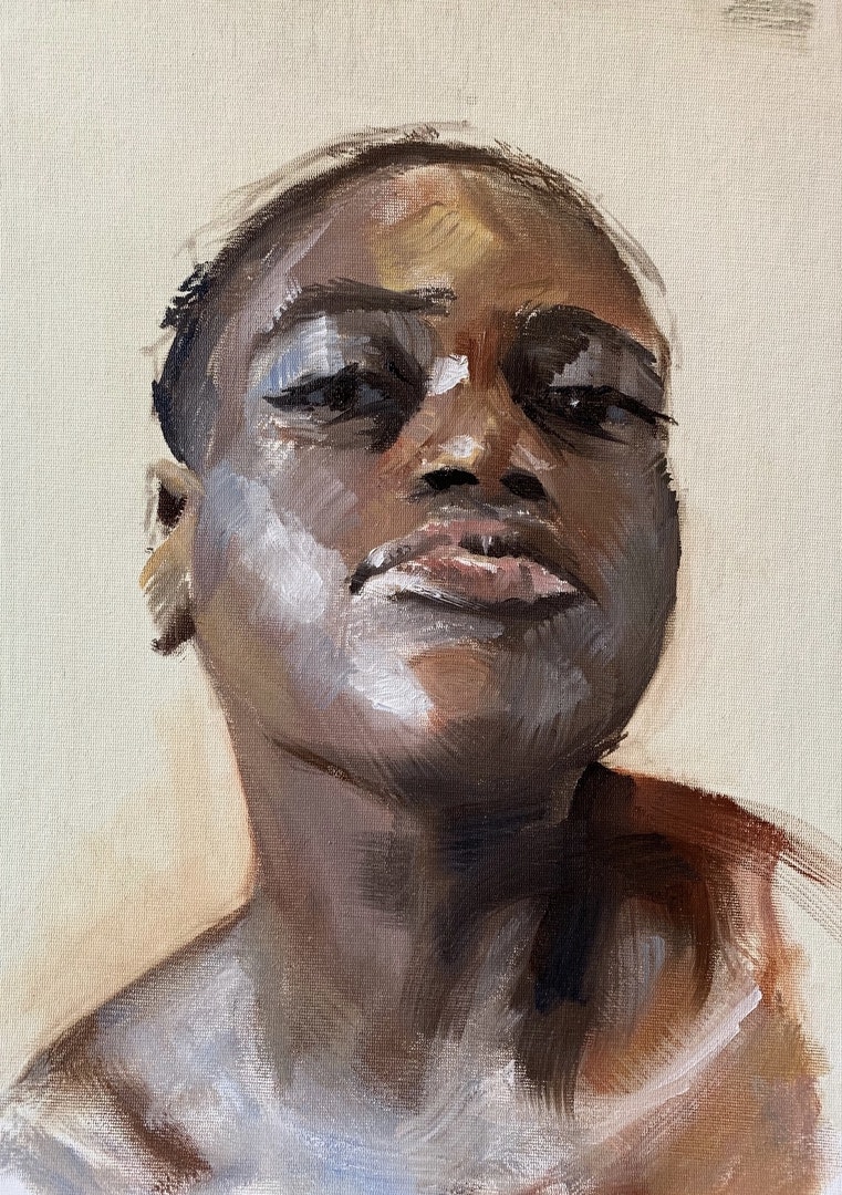 'Portrait of a young woman', Chris Longridge, Oil on canvasboard, 40 x 30 cm