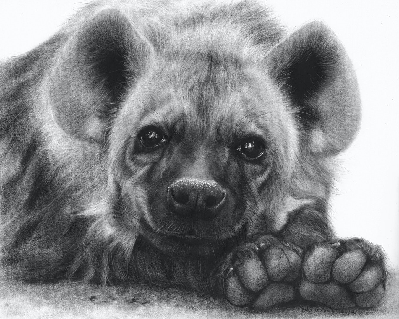 'Adorable Hyena', Danguole Serstinskaja, Oil on paper, 40 x 50 cm