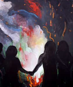 'Rainbow fire', Hanna Ilczyszyn, Acrylic and oil on canvas, 120 x 100 cm