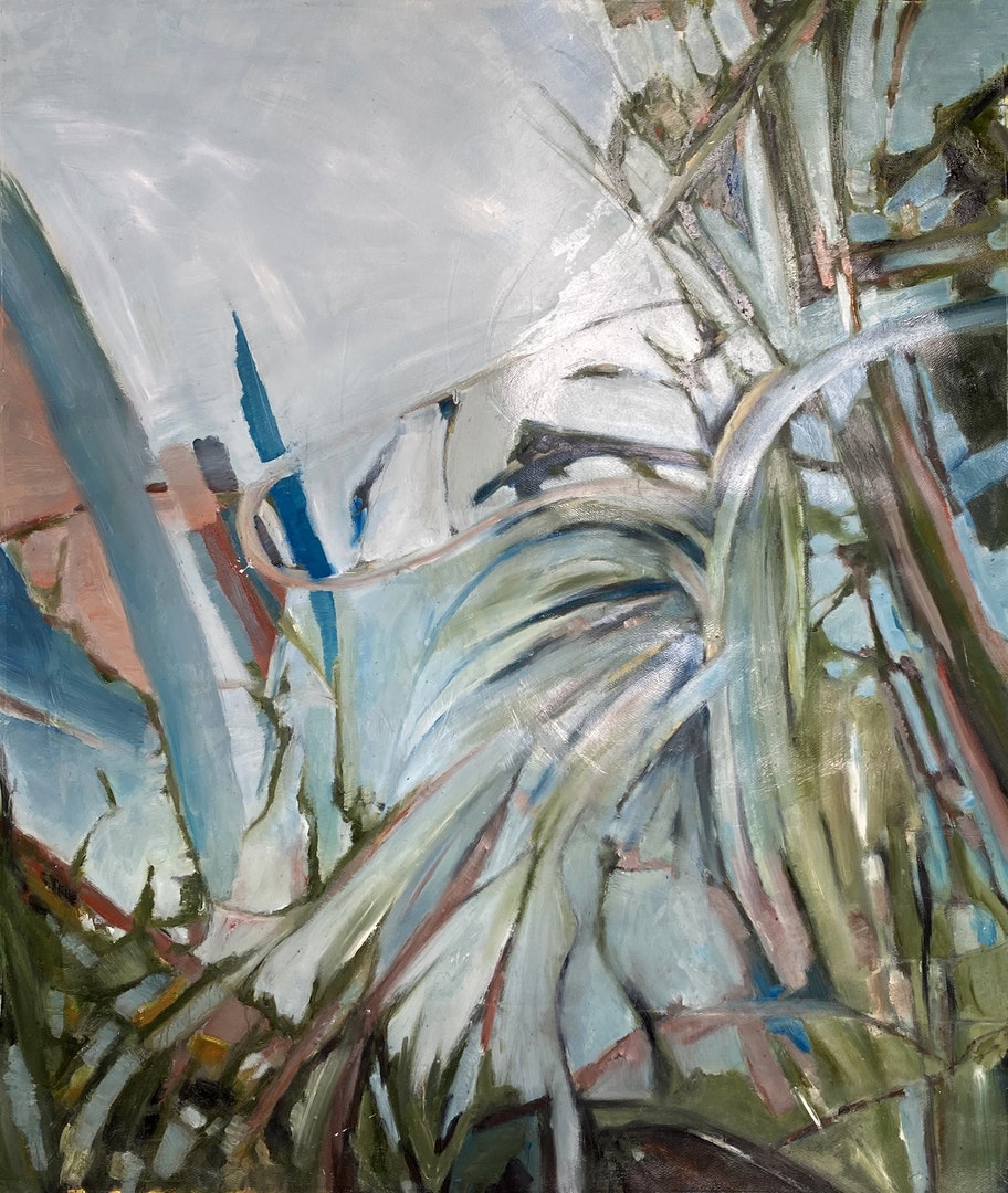 'Tangled up in Blue', Jenny Arran, Oil on Fabriano paper, 170 x 150 cm