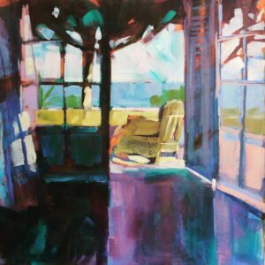 'Room with a view', Kerry Doyland, Acrylic on board, 40 x 40 cm