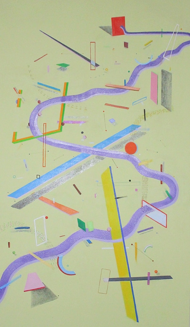 'No Pause', Lara Balcerzak, Oil and crayon on canvas, 180 x 92 cm