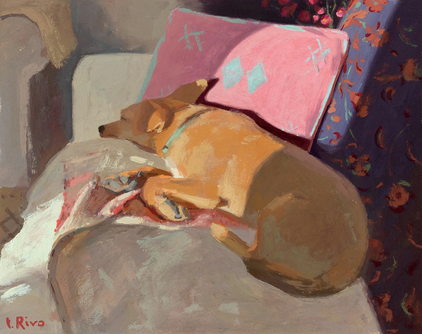 'Sleeping Sasha', Lena Rivo, Gouache, 16 x 20 cm