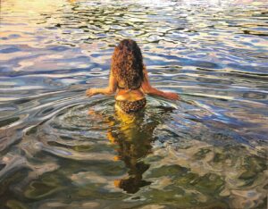 'To Wander in the Water', Lucille Dweck, Oil on canvas, 94 x 119 cm