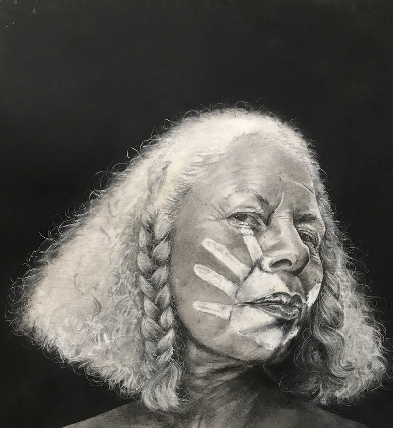 'Still I Rise', Margie Andrew-Reichelt, Soft pastel and charcoal on white Fabriano paper, 90 x 80 cm
