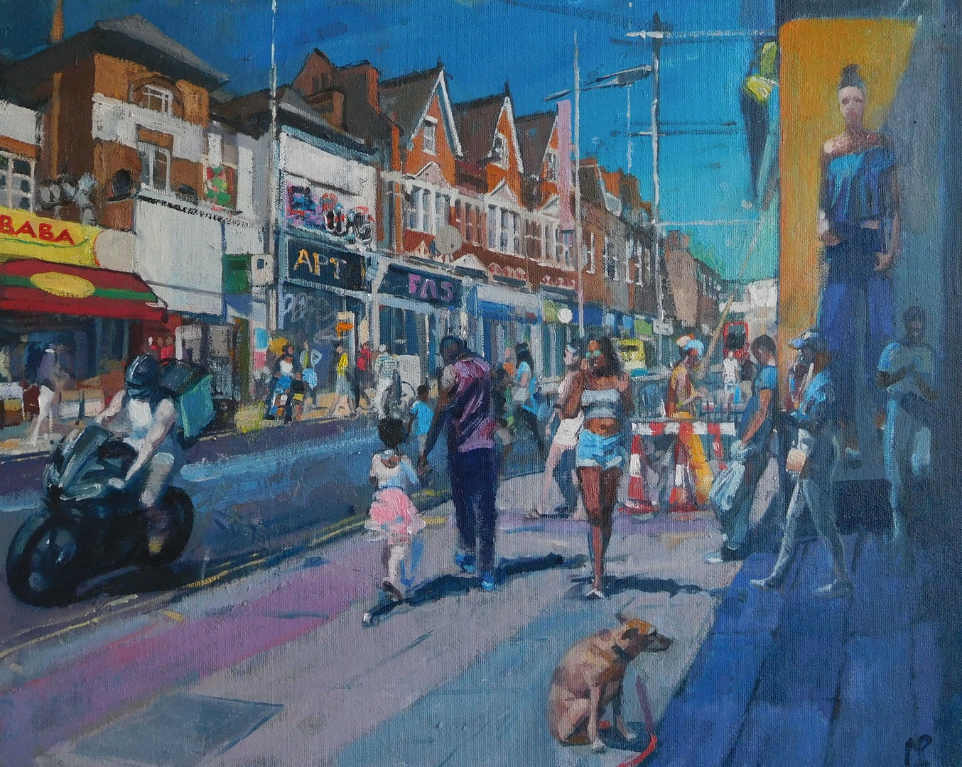 'Waiting Dog Primark', Mark Pearson, Oil on canvas, 44 x 54 cm
